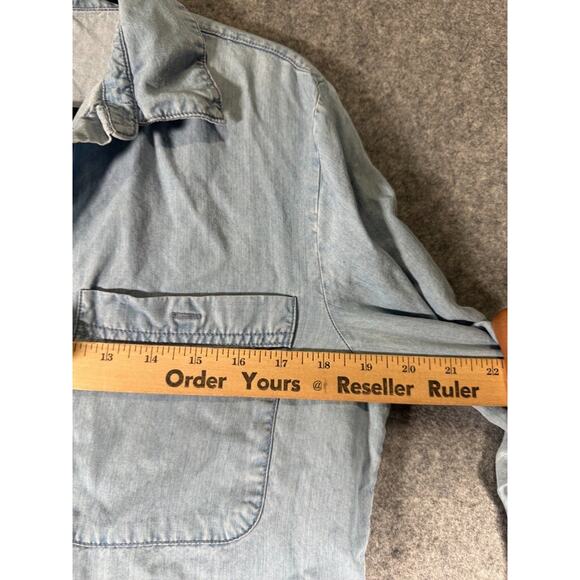 Social Standard by Sanctuary Blouse Women XS Blue Chambray Button Front Western - Picture 3 of 7